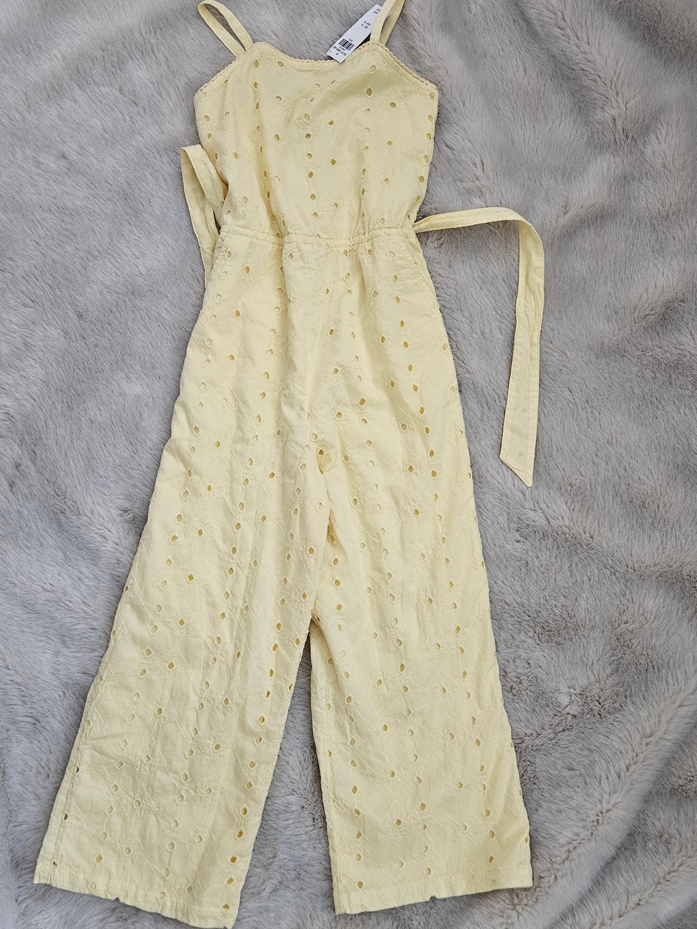 NWT abercrombie kids Light Yellow Eyelet Jumpsuit